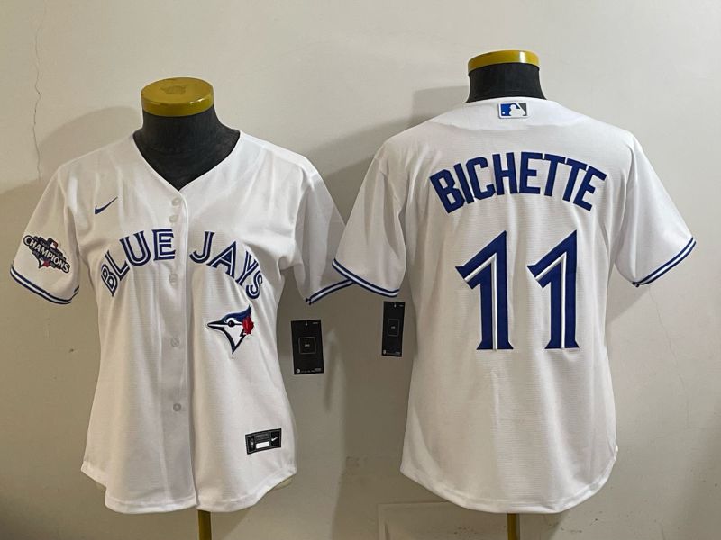 Women 2025 Nike Toronto Blue Jays #11 Bichette  White Game MLB Jersey 04->women mlb jersey->Women Jersey